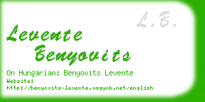 levente benyovits business card